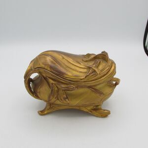 Antique N.B. Rogers Art Nouveau Jewelry Box Casket Gold Gilt Metal #306-918
